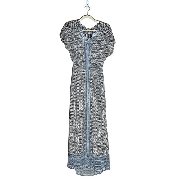Lucky Brand Boho Turkish Scarf Print Short Sleeve V-Neck Maxi Dress, S - Picture 1 of 14
